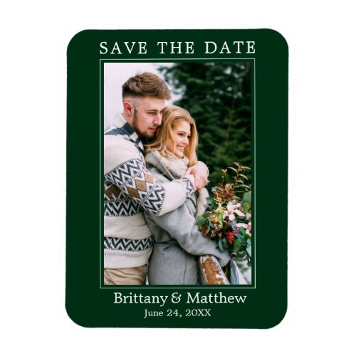 Modern Minimalist Forest Green Save the Date Magnet
