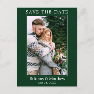Modern Minimalist Forest Green Save the Date Postcard