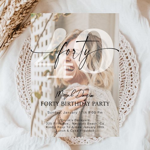 Modern Minimalist FORTY 40th Birthday Party Photo 