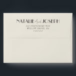 Modern Minimalist French Retro Whimsical Wedding Envelope<br><div class="desc">A retro modern hand written bright colorful wedding envelope. Which features bold  bride and groom's names in black color. And  personalized return address .  On simple beige creamy color background. Which suits the whole wedding suite.</div>