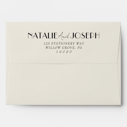 Modern Minimalist French Retro Whimsical Wedding Envelope