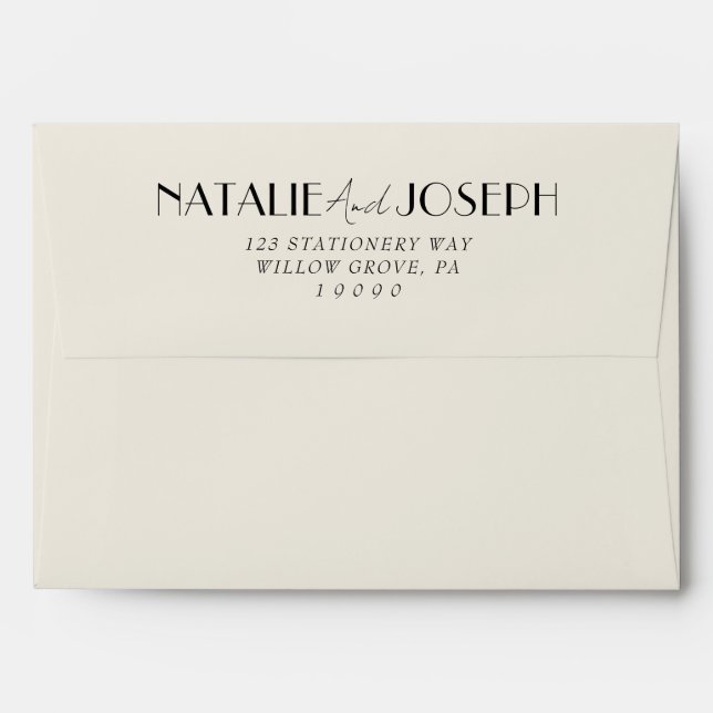 Modern Minimalist French Retro Whimsical Wedding Envelope (Back (Top Flap))