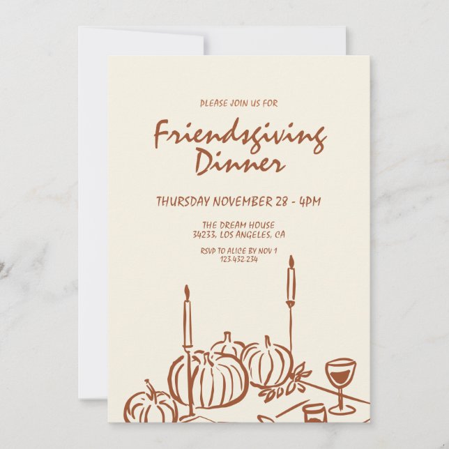 Modern Minimalist Friendsgiving Dinner Invitation (Front)