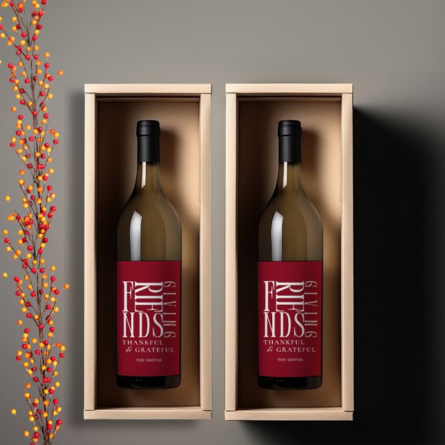 Modern Minimalist Friendsgiving Wine Label (Creator Uploaded)