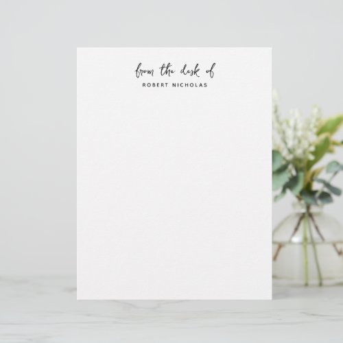 Modern Minimalist From The Desk Of Personalized Letterhead
