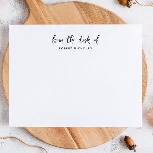 Modern Minimalist From The Desk Of Personalized Note Card