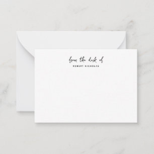 Modern Minimalist From The Desk Of Personalized Note Card
