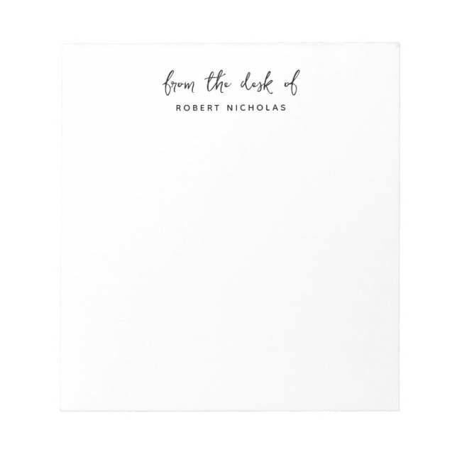 Modern Minimalist From The Desk Of Personalized Notepad (Front)