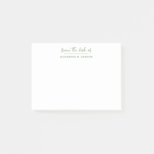 Modern Minimalist From The Desk Of Sage Green  Post_it Notes