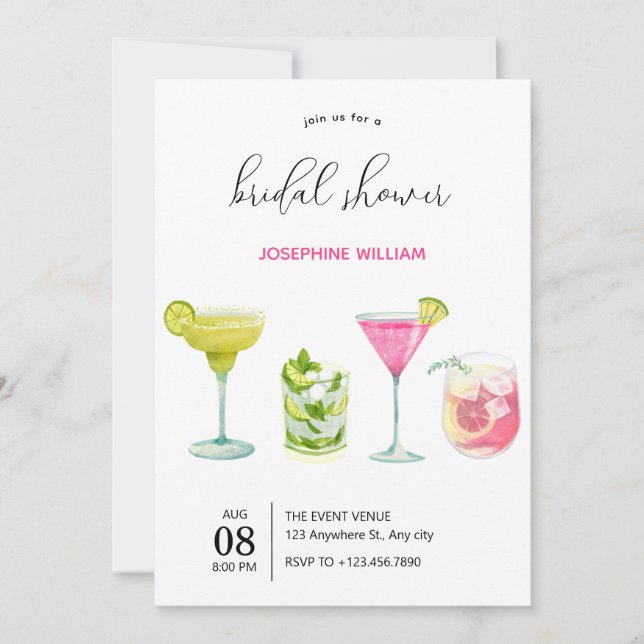Modern minimalist fruit drinks bridal shower invitation (Front)