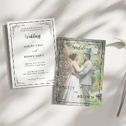 Modern Minimalist Full Clean Front Photo Wedding Invitation