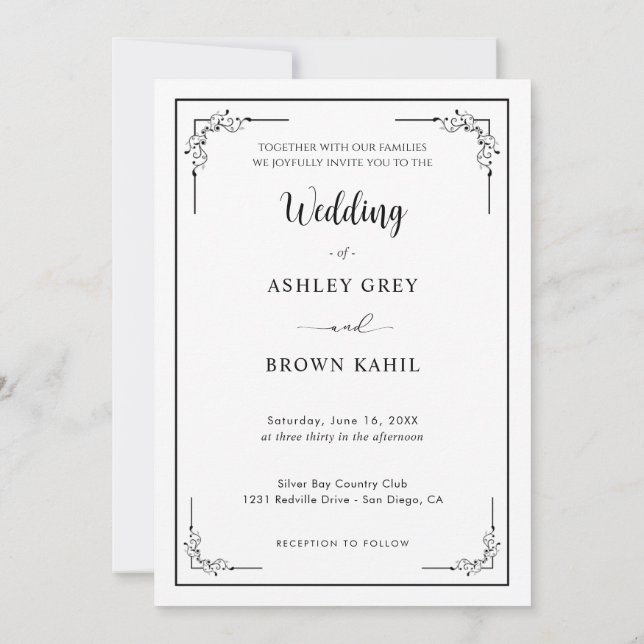 Modern Minimalist Full Clean Front Photo Wedding Invitation (Back)