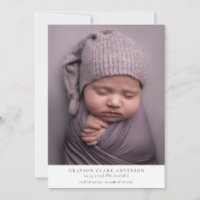 Modern Minimalist Full Photo Birth Announcement