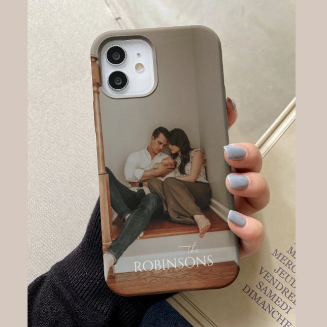 Modern Minimalist Full Photo Family Name Case-Mate iPhone Case (Creator Uploaded)