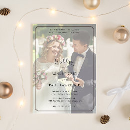 Modern Minimalist Full Photo Overlay Wedding Invitation