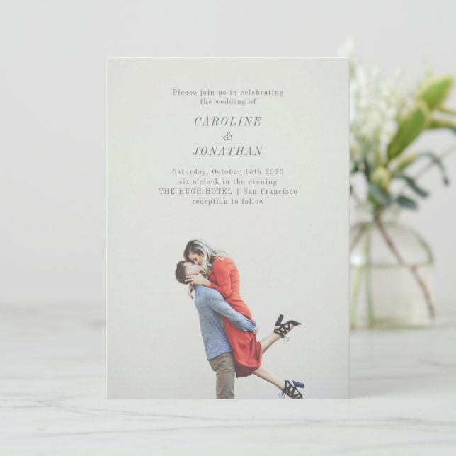 Modern Minimalist Full Photo Overlay Wedding Invitation (Standing Front)