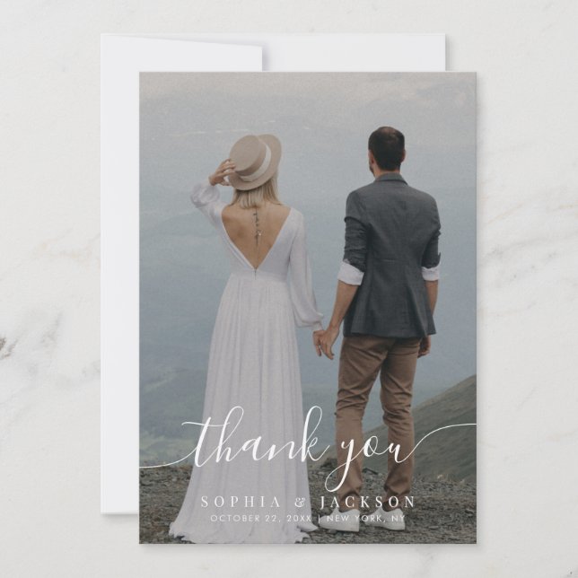 Modern Minimalist Full Photo Thank You Card (Front)