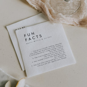Modern Minimalist Fun Facts Wedding Napkins