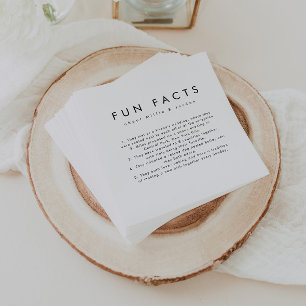 Modern Minimalist Fun Facts Wedding Napkins