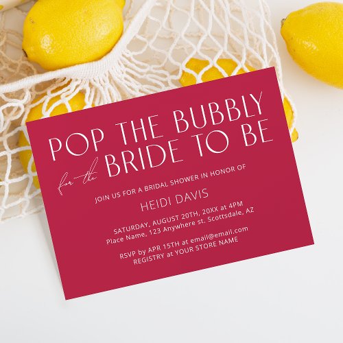Modern Minimalist Fun Magenta Bridal Shower Invitation