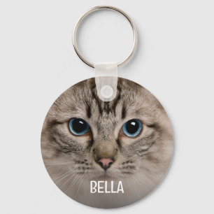 Modern Minimalist Fun Saying Cat Lover Pet Keychain