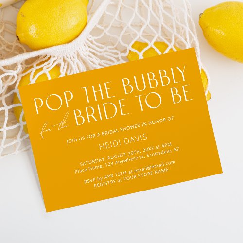 Modern Minimalist Fun Yellow Bridal Shower  Invitation