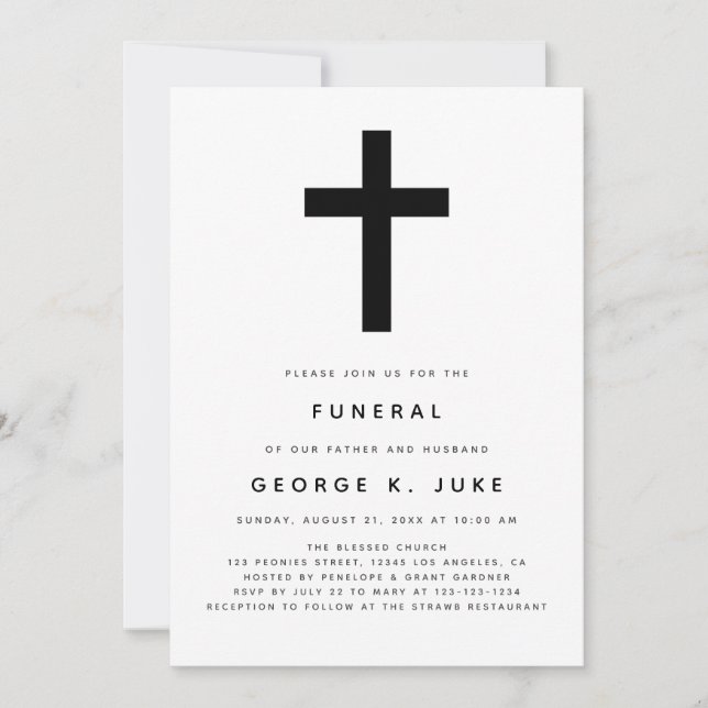 Modern Minimalist Funeral Announcement (Front)