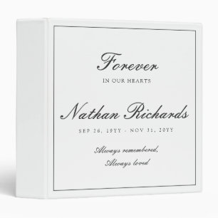 Modern Minimalist Funeral Forever in Our Hearts 3 Ring Binder