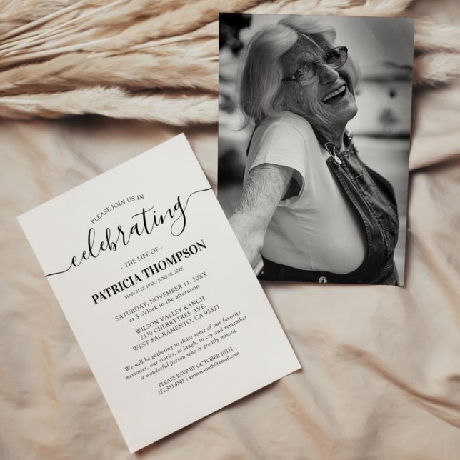 Modern Minimalist Funeral Memorial Invitation (Creator Uploaded)
