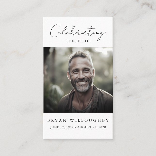 Modern Minimalist Funeral Memorial Prayer Card (Front)