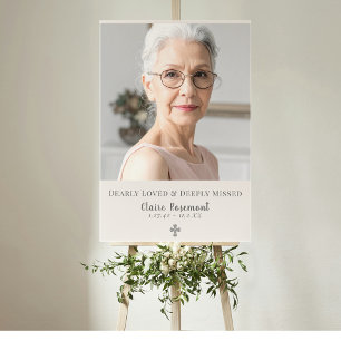 Modern Minimalist Funeral Photo Sign