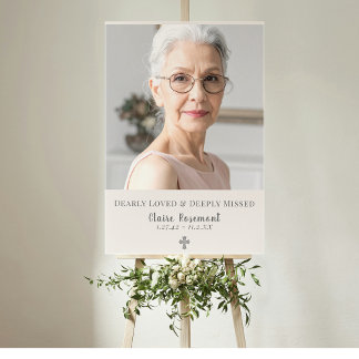Modern Minimalist Funeral Photo Sign