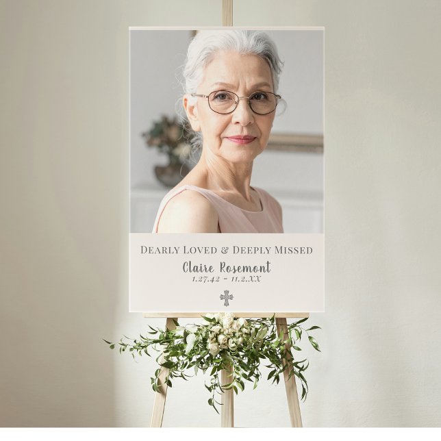 Modern Minimalist Funeral Photo Sign (Modern Minimalist Funeral Photo Sign
)