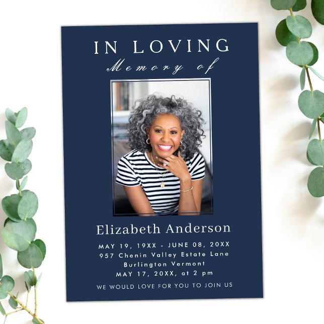 Modern Minimalist Funeral photo Simple Script Invitation (Creator Uploaded)