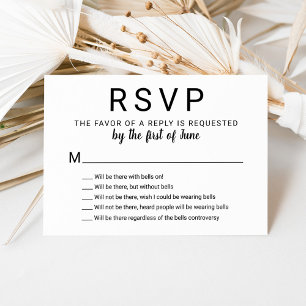 Modern Minimalist Funny Bells Wedding RSVP Card