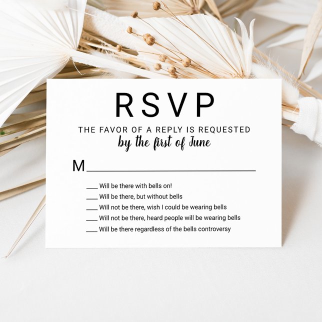 Modern Minimalist Funny Bells Wedding RSVP Card (Creator Uploaded)