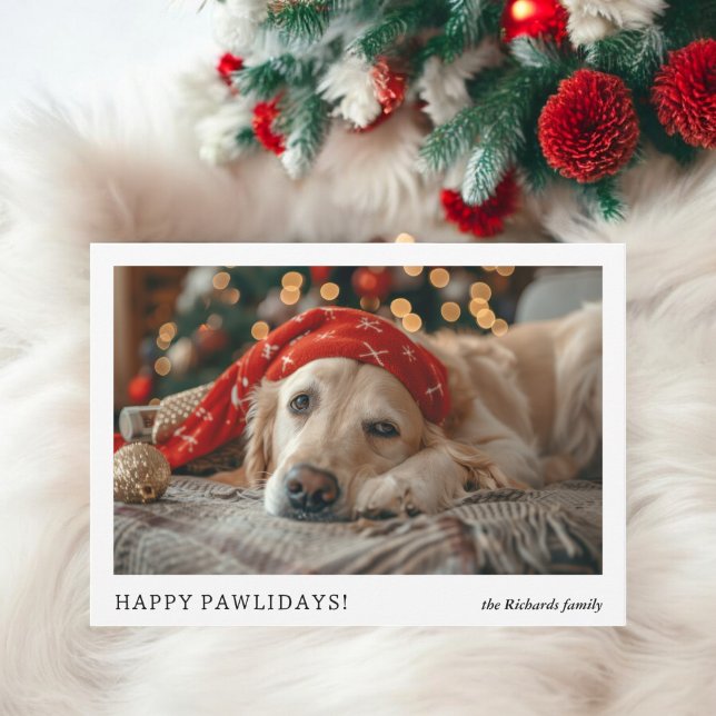 Modern Minimalist Funny Happy Pawlidays Christmas Holiday Card (Modern Minimalist Funny Happy Pawlidays Christmas Holiday Card)