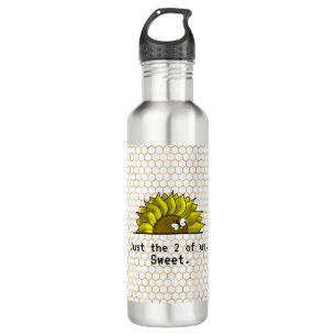 Modern Minimalist Funny Sunflower Bee Script Stainless Steel Water Bottle