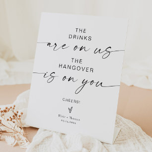 Modern Minimalist Funny Wedding Open Bar Sign