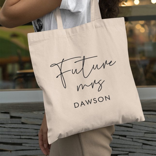 Modern minimalist Future Mrs personalized Tote Bag (Creator Uploaded)