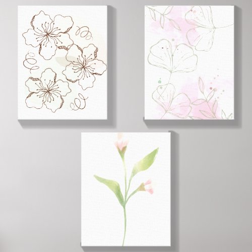 Modern Minimalist Gallery Wall - Floral Wrapped Canvas Photo Tile