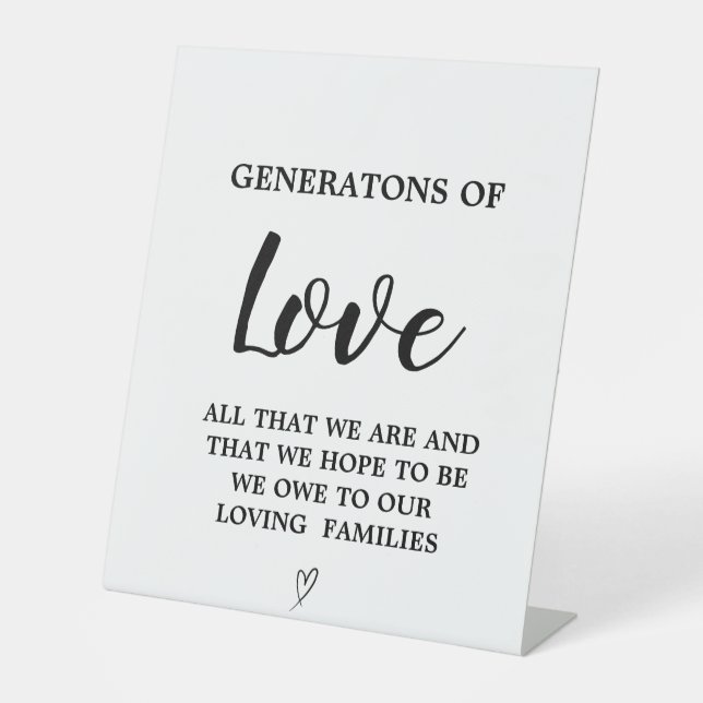 Modern minimalist Generations of love wedding sign (Front)