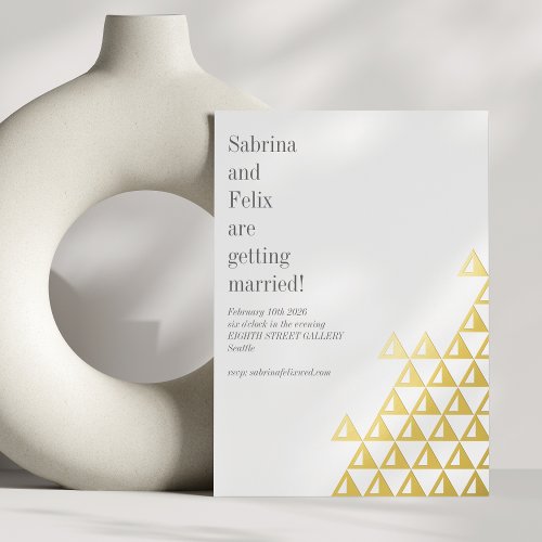 Modern Minimalist Geometric Art Wedding Gold Foil Invitation