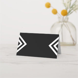 Modern Minimalist Geometric Black and White Place Card