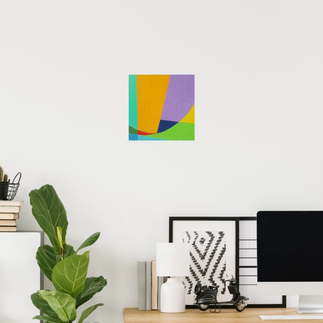 Modern Minimalist Geometric Blocks Square Poster (Home Office)