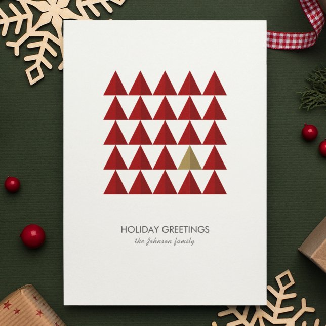 Modern Minimalist Geometric Christmas Tree Holiday Card (Creator Uploaded)