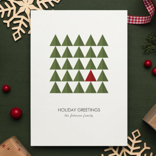 Modern Minimalist Geometric Christmas Tree Holiday Card