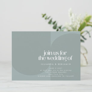 Modern Minimalist Geometric Dusty Teal Wedding Invitation