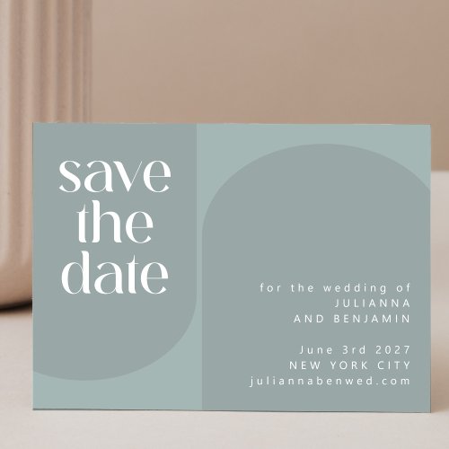 Modern Minimalist Geometric Dusty Teal Wedding  Save The Date