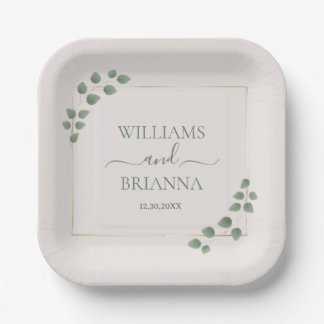 Modern Minimalist Geometric Frame Wedding Paper Plates